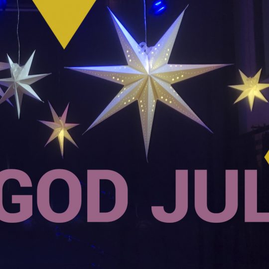 Julstjärnor och texten god jul