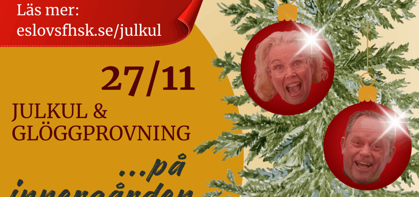 27 november julkul och glöggprovning på innergården Julgran med kulor och värdarna Dietrich